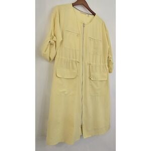 NWT Soft Surroundings Go Lively Traverse Dress Yellow Roll Tab Sleeve Sz‎ M